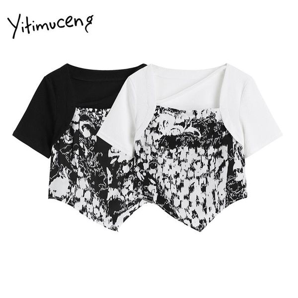 women's t-shirt yitimuceng irregular fake 2 pieces t-shirts woman short sleeve square collar harajuku 2021 summer korean fashion tshirt, White
women's t-shirt yitimuceng irregular fake 2 pieces t-shirts woman short sleeve square collar harajuku 2021 summer korean fashion tshirt, White