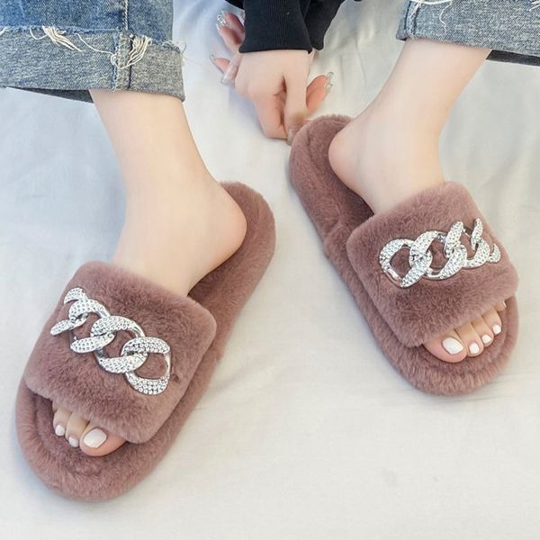 house short plush slippers womens open-toe one-word plush slippers fashion mental decoration flip-flops for girls fashion, Black
house short plush slippers womens open-toe one-word plush slippers fashion mental decoration flip-flops for girls fashion, Black