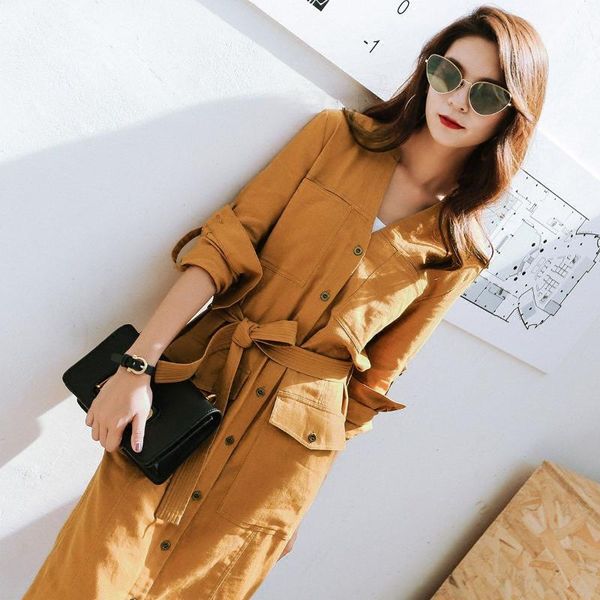 casual dresses 2021 spring autumn women vintage full sleeve with sashes midi shirt female button slit vestidos a125, Black;gray
casual dresses 2021 spring autumn women vintage full sleeve with sashes midi shirt female button slit vestidos a125, Black;gray