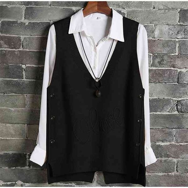 woman short sleeveless knitted sweater vest waistcoat side buttons casual vest female pullover plus size fashion autumn lady top, Black;white
woman short sleeveless knitted sweater vest waistcoat side buttons casual vest female pullover plus size fashion autumn lady top, Black;white