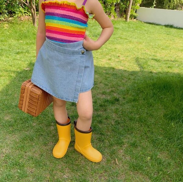 style girls boys denim shorts summer cotton fashion kids 2-7 years ye853, Black