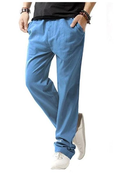 men's spring autumn large size simple casual midwaist pure color cotton linen straight leg slacks pants, Black
men's spring autumn large size simple casual midwaist pure color cotton linen straight leg slacks pants, Black