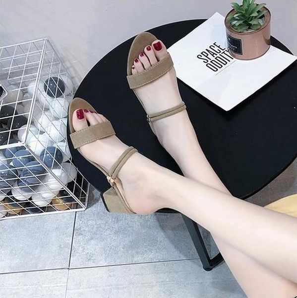 open-toe summer women's slippers fashion simple mature belt with heel elegant 2021, Black
open-toe summer women's slippers fashion simple mature belt with heel elegant 2021, Black