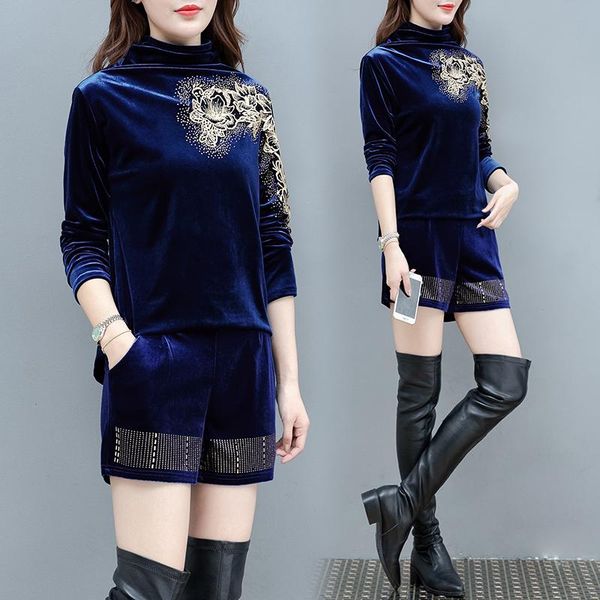 two piece dress 2021 spring women's large size velvet turtleneck flower embroidery +shorts suits female plus 2 sets, White
two piece dress 2021 spring women's large size velvet turtleneck flower embroidery +shorts suits female plus 2 sets, White