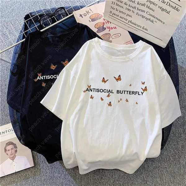 harajuku antisocial butterfly fun vintage women t shirt graphic summer loose cute casual chic aesthetic clothes, White
harajuku antisocial butterfly fun vintage women t shirt graphic summer loose cute casual chic aesthetic clothes, White