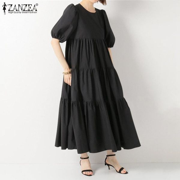 casual dresses loose ruffle party dress zanzea women summer short puff sleeve sundress lady vintage o neck stiching kaftan, Black;gray
casual dresses loose ruffle party dress zanzea women summer short puff sleeve sundress lady vintage o neck stiching kaftan, Black;gray