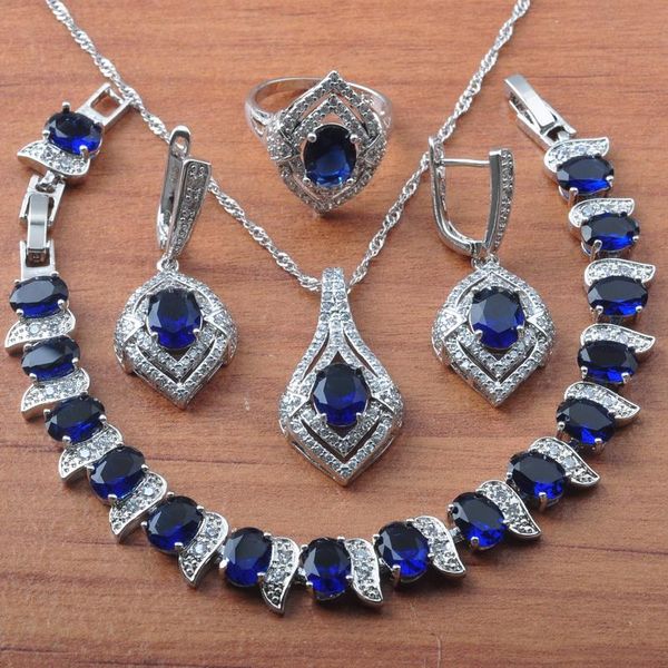 wedding jewelry sets christmas gift amazing blue crystal 925 silver for women cz earrings necklace set rings bracelet js0606, Slivery;golden 
wedding jewelry sets christmas gift amazing blue crystal 925 silver for women cz earrings necklace set rings bracelet js0606, Slivery;golden