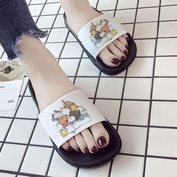 slippers summer style flat women's flip flops kawaii cat pattern sandals open toe for women 2021, Black
slippers summer style flat women's flip flops kawaii cat pattern sandals open toe for women 2021, Black