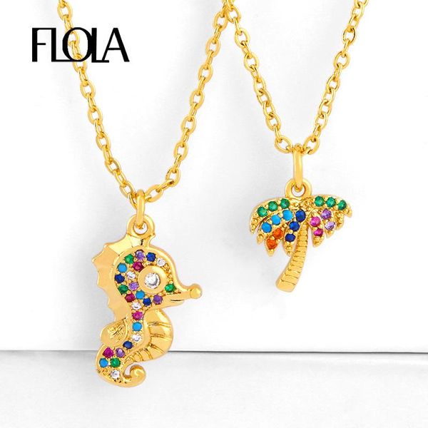 pendant necklaces flola gold filled seahorse for women rainbow zircon coconut tree palm fashion jewelry nkep87, Silver
pendant necklaces flola gold filled seahorse for women rainbow zircon coconut tree palm fashion jewelry nkep87, Silver