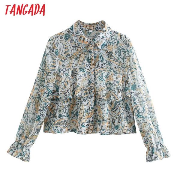 tangada women retro flowers print crop chiffon shirt blouse ruffles long sleeve chic female ce89 women's blouses & shirts, White
tangada women retro flowers print crop chiffon shirt blouse ruffles long sleeve chic female ce89 women's blouses & shirts, White