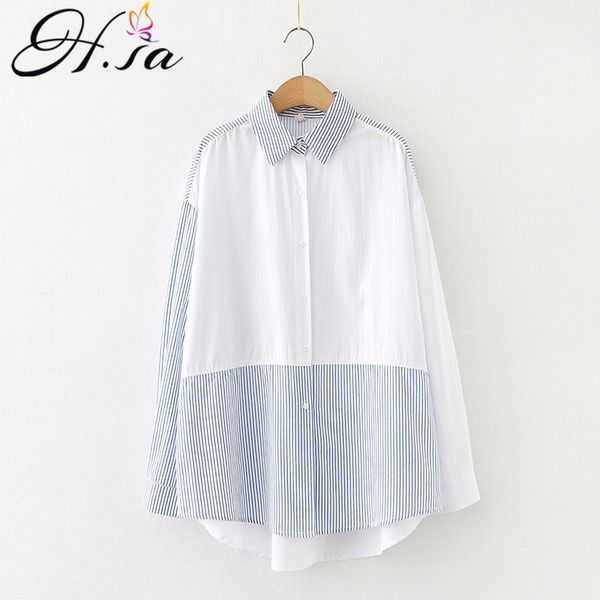 hsa women summer long sleeve blouse and turn down collar mujer patchwork striped casual blue blusa haut femme 210417, White
hsa women summer long sleeve blouse and turn down collar mujer patchwork striped casual blue blusa haut femme 210417, White