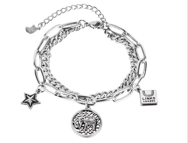 stainless steel fashion double-layer link chain bracelet personality star medal charms bangle for men women 160mm+60mm, Black
stainless steel fashion double-layer link chain bracelet personality star medal charms bangle for men women 160mm+60mm, Black