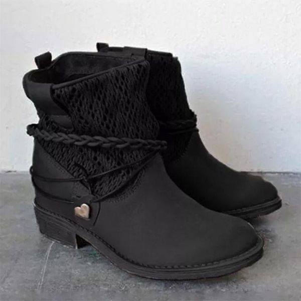 boots women shoes, fashion trend, all-match warm, non-slip solid color pu stitching mesh love woven lace-up ankle, Black
boots women shoes, fashion trend, all-match warm, non-slip solid color pu stitching mesh love woven lace-up ankle, Black