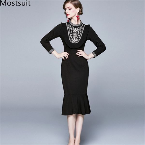 autumn runway floral embroidered mermaid dress women long sleev o-neck elegant ladies dresses vestidos femme 210513, Black;gray
autumn runway floral embroidered mermaid dress women long sleev o-neck elegant ladies dresses vestidos femme 210513, Black;gray