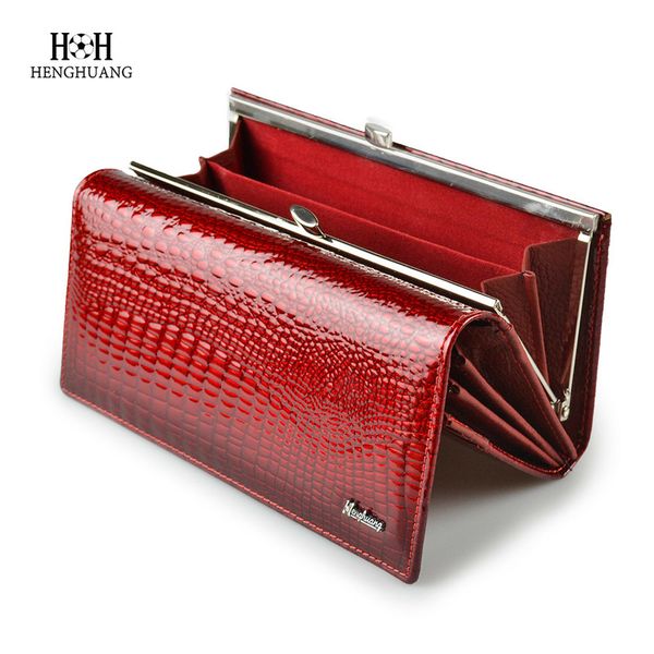 hh alligator womens wallets luxury patent genuine leather ladies clutch purse hasp long coin multifunctional purses 220217, Red;black 
hh alligator womens wallets luxury patent genuine leather ladies clutch purse hasp long coin multifunctional purses 220217, Red;black