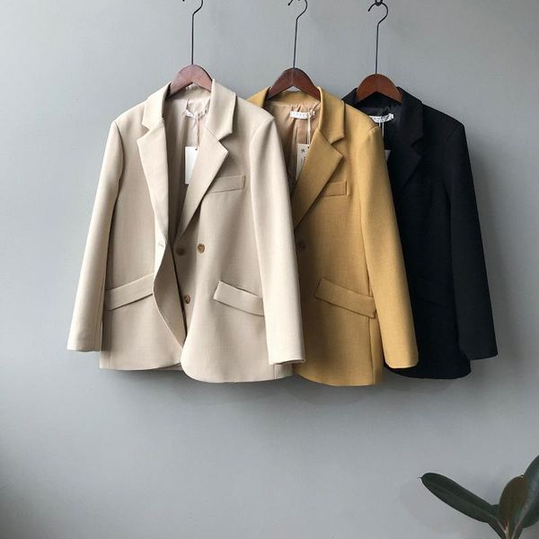 women's suits & blazers solid loose blazer 2021 spring style korean two-button high-end textured elegant suit coat ol, White;black
women's suits & blazers solid loose blazer 2021 spring style korean two-button high-end textured elegant suit coat ol, White;black