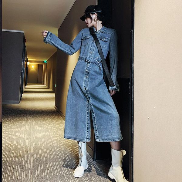 women's trench coats spring korean mid-length loose vintage blue denim coat with belt 2021 single-breasted long sleeve windbreaker oute, Tan;black
women's trench coats spring korean mid-length loose vintage blue denim coat with belt 2021 single-breasted long sleeve windbreaker oute, Tan;black