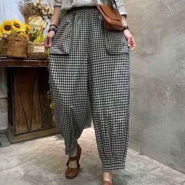 women's pants & capris arrival summer women loose casual elastic waist ankle-length plaid cotton linen pocket patchwork harem w243 6vnn, Black;white
women's pants & capris arrival summer women loose casual elastic waist ankle-length plaid cotton linen pocket patchwork harem w243 6vnn, Black;white