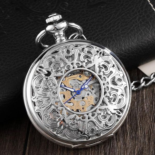 pocket watches vintage silver mechanical watch hollow chinese style engraved hand winding steampunk roman numerals skeleton chain clock, Slivery;golden
pocket watches vintage silver mechanical watch hollow chinese style engraved hand winding steampunk roman numerals skeleton chain clock, Slivery;golden