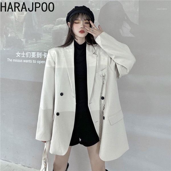 women's suits & blazers harajpoo woman 2021 spring autumn korean ins fashion harajuku chain versatile loose casual solid female coat ti, White;black
women's suits & blazers harajpoo woman 2021 spring autumn korean ins fashion harajuku chain versatile loose casual solid female coat ti, White;black