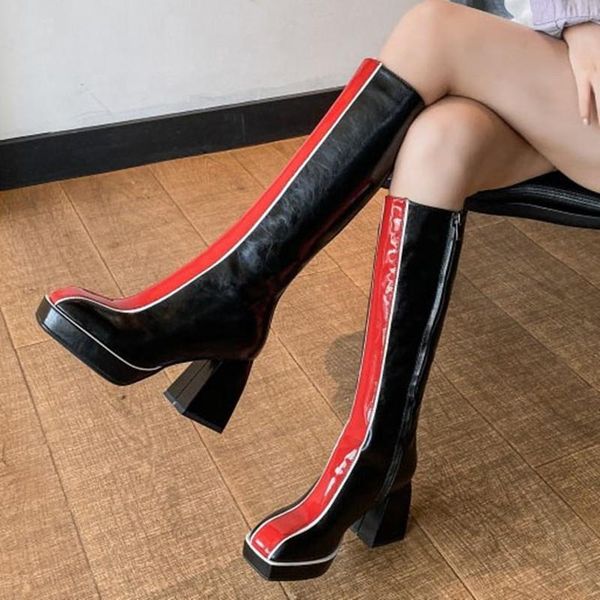 boots autumn patchwork side zip women square toe knee high booties polka dot platform chunky heel daily for ladies plus size 43, Black
boots autumn patchwork side zip women square toe knee high booties polka dot platform chunky heel daily for ladies plus size 43, Black