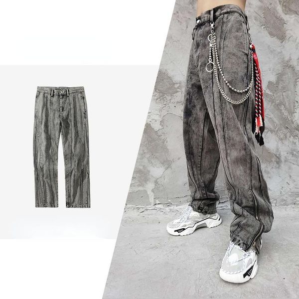 men's jeans autumn/winter high street washed snowflake multi-zipper trousers retro made old men clothing brown patchwork, Blue
men's jeans autumn/winter high street washed snowflake multi-zipper trousers retro made old men clothing brown patchwork, Blue