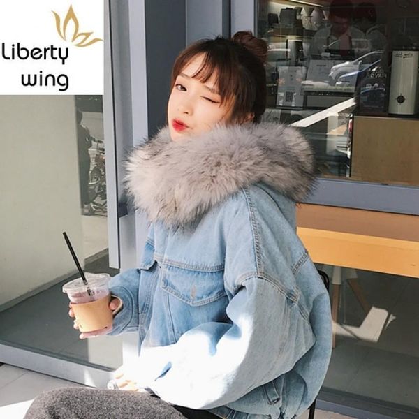 women's jackets womens hooded fake fur collar short denim korean casual sweet wram fleece linning female loose winter coats, Black;brown
women's jackets womens hooded fake fur collar short denim korean casual sweet wram fleece linning female loose winter coats, Black;brown