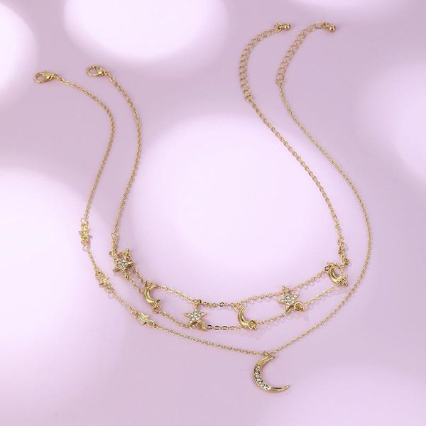 pendant necklaces multilayer crystal moon stars necklace for women female choker fashion clavicle chain zircon wholesale jewelry, Silver
pendant necklaces multilayer crystal moon stars necklace for women female choker fashion clavicle chain zircon wholesale jewelry, Silver