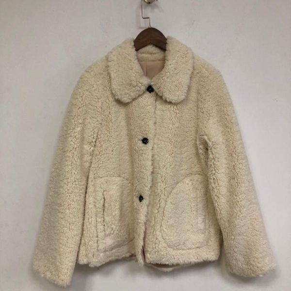 fall/winter lapel long sleeve single breasted plush warm women's jacket wool & blends, Black
fall/winter lapel long sleeve single breasted plush warm women's jacket wool & blends, Black