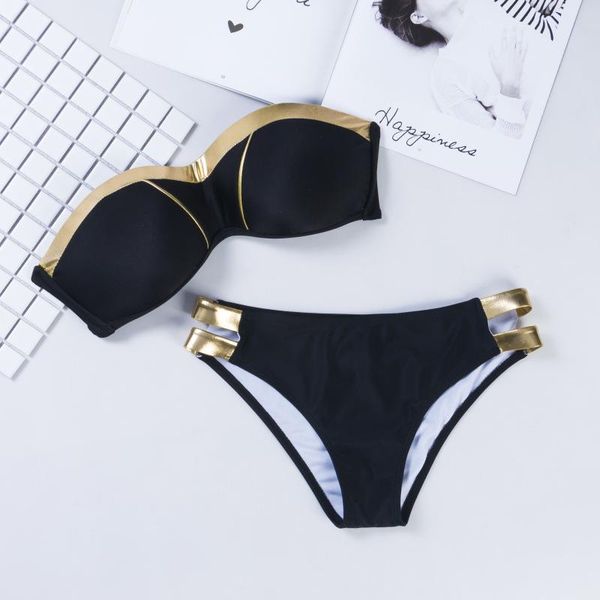 women's swimwear summer 2021 bikinis set push up paded bronzing solid swumsuit women brazilian biquini swimsuits, White;black
women's swimwear summer 2021 bikinis set push up paded bronzing solid swumsuit women brazilian biquini swimsuits, White;black