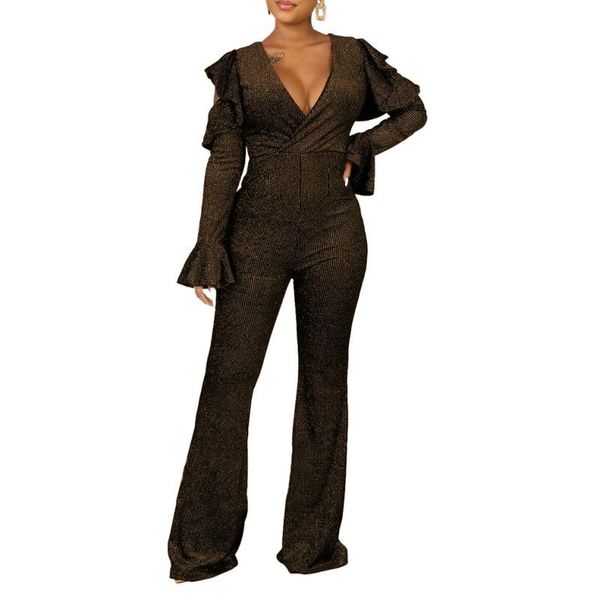 women's jumpsuits & rompers 2021 fashion silk jumpsuit women v neck ruffle cold shoulder flared sleeve rumpers bright woman, Black;white
women's jumpsuits & rompers 2021 fashion silk jumpsuit women v neck ruffle cold shoulder flared sleeve rumpers bright woman, Black;white