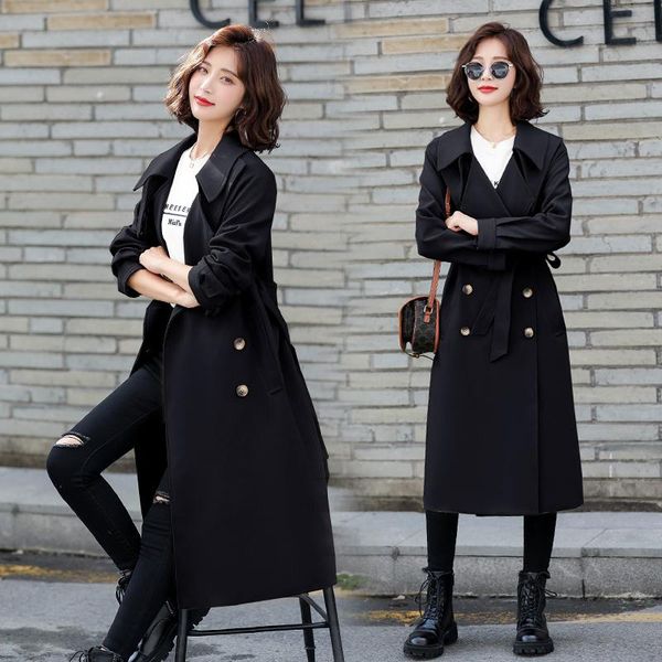 women's trench coats 2021 autumn fashion trendy loose temperament capable mid-length elegant coat, Tan;black
women's trench coats 2021 autumn fashion trendy loose temperament capable mid-length elegant coat, Tan;black
