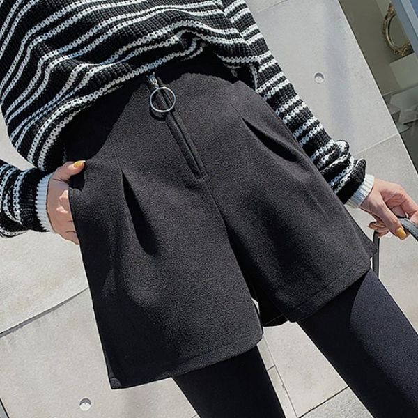 women's shorts s-3xl solid color hairy korean fashion plus size female autumn winter zipper loose short pants women, White;black
women's shorts s-3xl solid color hairy korean fashion plus size female autumn winter zipper loose short pants women, White;black