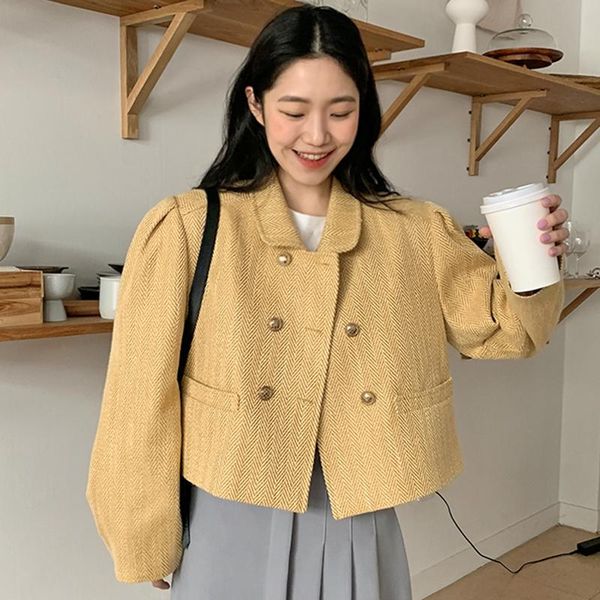 women's jackets sannian autumn women jacket retro doll collar chic double-breasted design loose diamond pattern short coat clothes, Black;brown
women's jackets sannian autumn women jacket retro doll collar chic double-breasted design loose diamond pattern short coat clothes, Black;brown