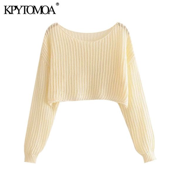 women fashion hollow out loose cropped knitted sweater o neck long sleeve female pullovers chic 210420, White;black
women fashion hollow out loose cropped knitted sweater o neck long sleeve female pullovers chic 210420, White;black