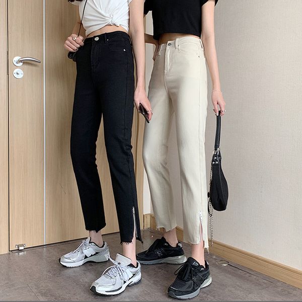 women's straight ankle-length jeans solid female pants trousers split zippers slim high waist botton spring casual laides 210518, Blue
women's straight ankle-length jeans solid female pants trousers split zippers slim high waist botton spring casual laides 210518, Blue