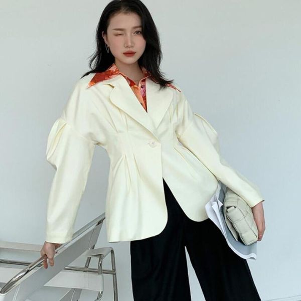 women's suits & blazers 2021 autumn fashion puff sleeve blazer tunic outerwear women single button slim suit jacket clothing s1590, White;black
women's suits & blazers 2021 autumn fashion puff sleeve blazer tunic outerwear women single button slim suit jacket clothing s1590, White;black