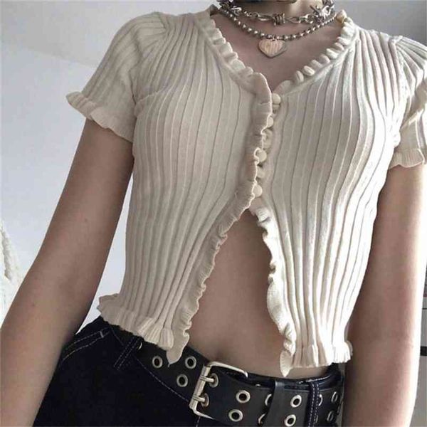 summer women harajuku knitted short ruffles sleeve shirt crop street wear femme button t 210427, White
summer women harajuku knitted short ruffles sleeve shirt crop street wear femme button t 210427, White
