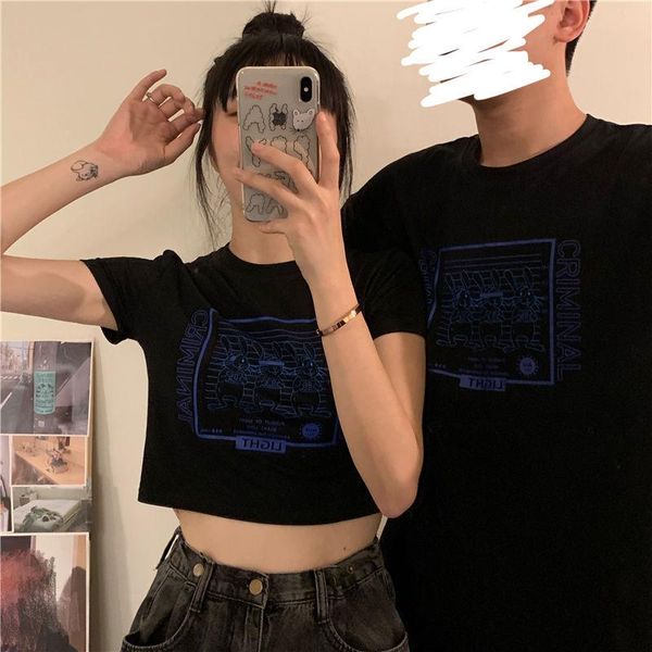 women's t-shirt pure cotton lovers' short sleeve 2021 summer ins open navel loose student undergarment, White
women's t-shirt pure cotton lovers' short sleeve 2021 summer ins open navel loose student undergarment, White