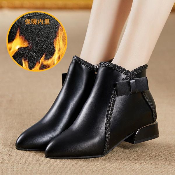 boots thick with ankle female nice tide women shoes spring and autumn leather, Black
boots thick with ankle female nice tide women shoes spring and autumn leather, Black