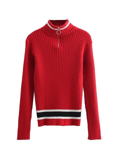 women's sweaters zxqj stylish striped patchwork short sweater zipper women-s red o-neck knitwear long sleeve casual female pullovers, White;black
women's sweaters zxqj stylish striped patchwork short sweater zipper women-s red o-neck knitwear long sleeve casual female pullovers, White;black