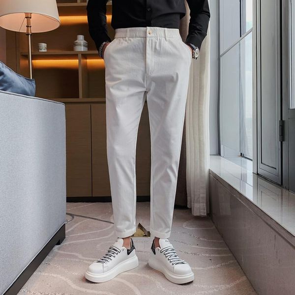 men's pants autumn casual pant cotton slim business solid color office social trousers fashion elastic waist streetwear male clothing, Black
men's pants autumn casual pant cotton slim business solid color office social trousers fashion elastic waist streetwear male clothing, Black