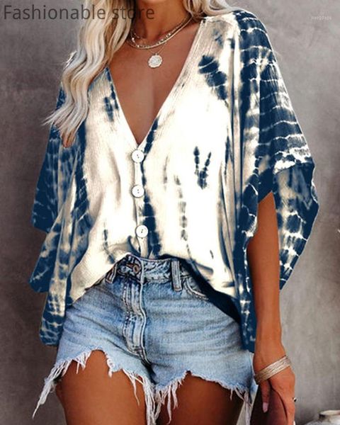 women's blouses & shirts oversize 5xl women loose tie dye print short sleeve casual blouse single breasted plus size female top, White
women's blouses & shirts oversize 5xl women loose tie dye print short sleeve casual blouse single breasted plus size female top, White