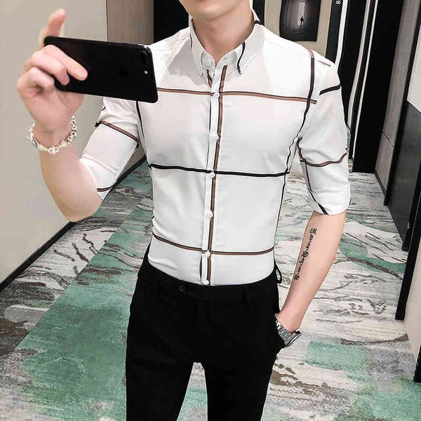 men's casual shirts male plaid shirt fashions summer half man's social sleeves fine wear 1v01, White;black
men's casual shirts male plaid shirt fashions summer half man's social sleeves fine wear 1v01, White;black
