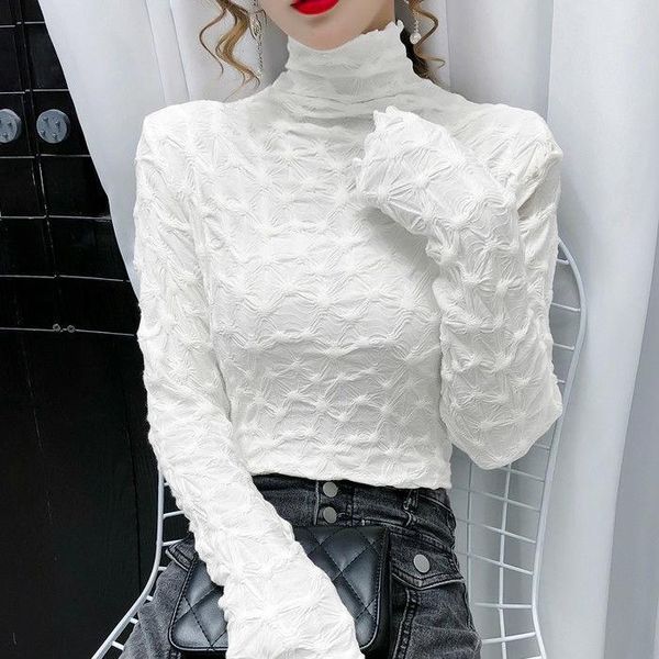 women's t-shirt qooth spring turtleneck long sleeve t shirt women blue fashion t-shirts knitted tee basic qt501, White
women's t-shirt qooth spring turtleneck long sleeve t shirt women blue fashion t-shirts knitted tee basic qt501, White