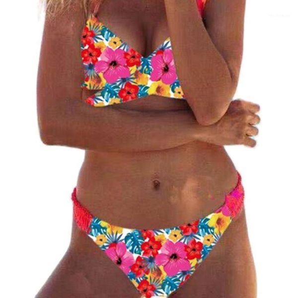 women's swimwear 11xf women two piece bikini set deep v-neck wrap front lace up bra low waist ruched waistband thong bohemian retro flo, White;black
women's swimwear 11xf women two piece bikini set deep v-neck wrap front lace up bra low waist ruched waistband thong bohemian retro flo, White;black