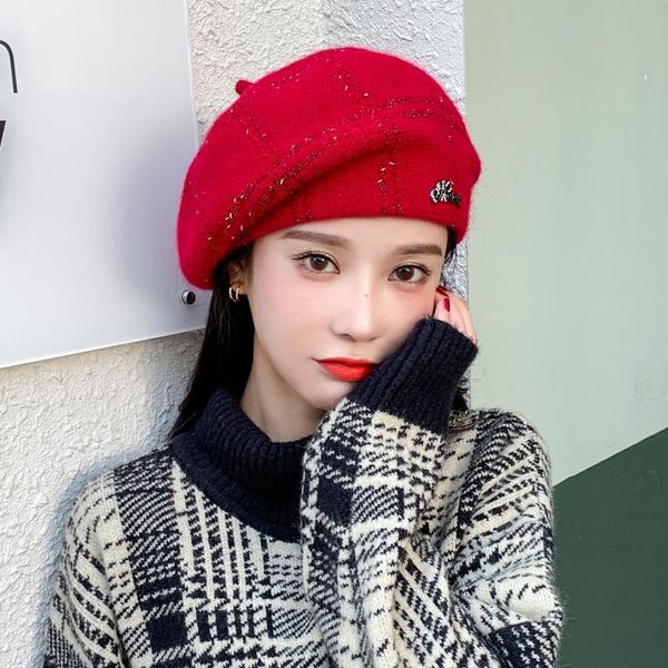 berets women's beret retro painter hat aautumn and winter thickened warm woolen elegant female outdoor travel wild cap, Blue;gray
berets women's beret retro painter hat aautumn and winter thickened warm woolen elegant female outdoor travel wild cap, Blue;gray