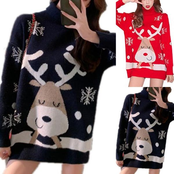women's sweaters deer turtleneck knitting christmas pullover casual sweater long sleeve autumn loose winter mujer de vestidos, White;black
women's sweaters deer turtleneck knitting christmas pullover casual sweater long sleeve autumn loose winter mujer de vestidos, White;black