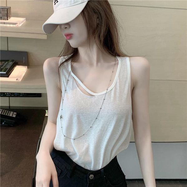 women's tanks & camis 2021 fashion heavy industry chain side split vest sling, White
women's tanks & camis 2021 fashion heavy industry chain side split vest sling, White