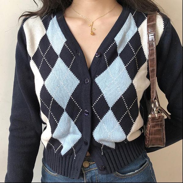 vintage v neck plaid women sweater long sleeve autumn winter short knitted cardigan sweaters womes england style, White;black
vintage v neck plaid women sweater long sleeve autumn winter short knitted cardigan sweaters womes england style, White;black
